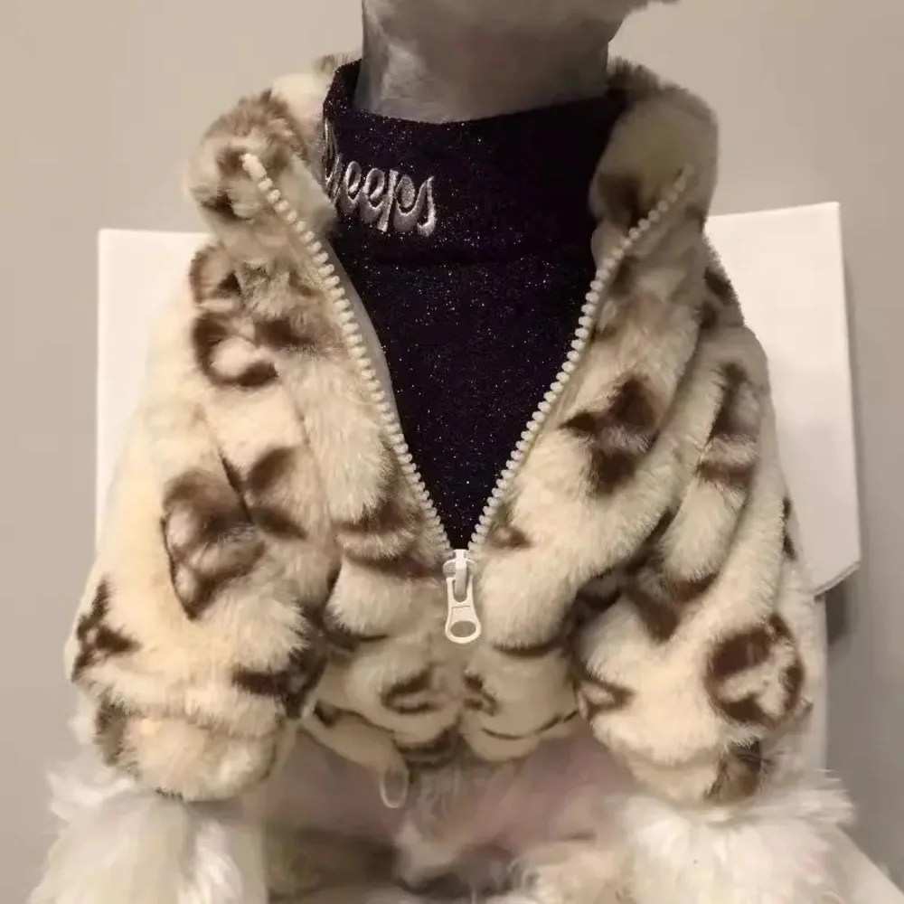 Cat Dog clothes autumn winter schnauzer fan Bichon teddy S M FA fur coat warm